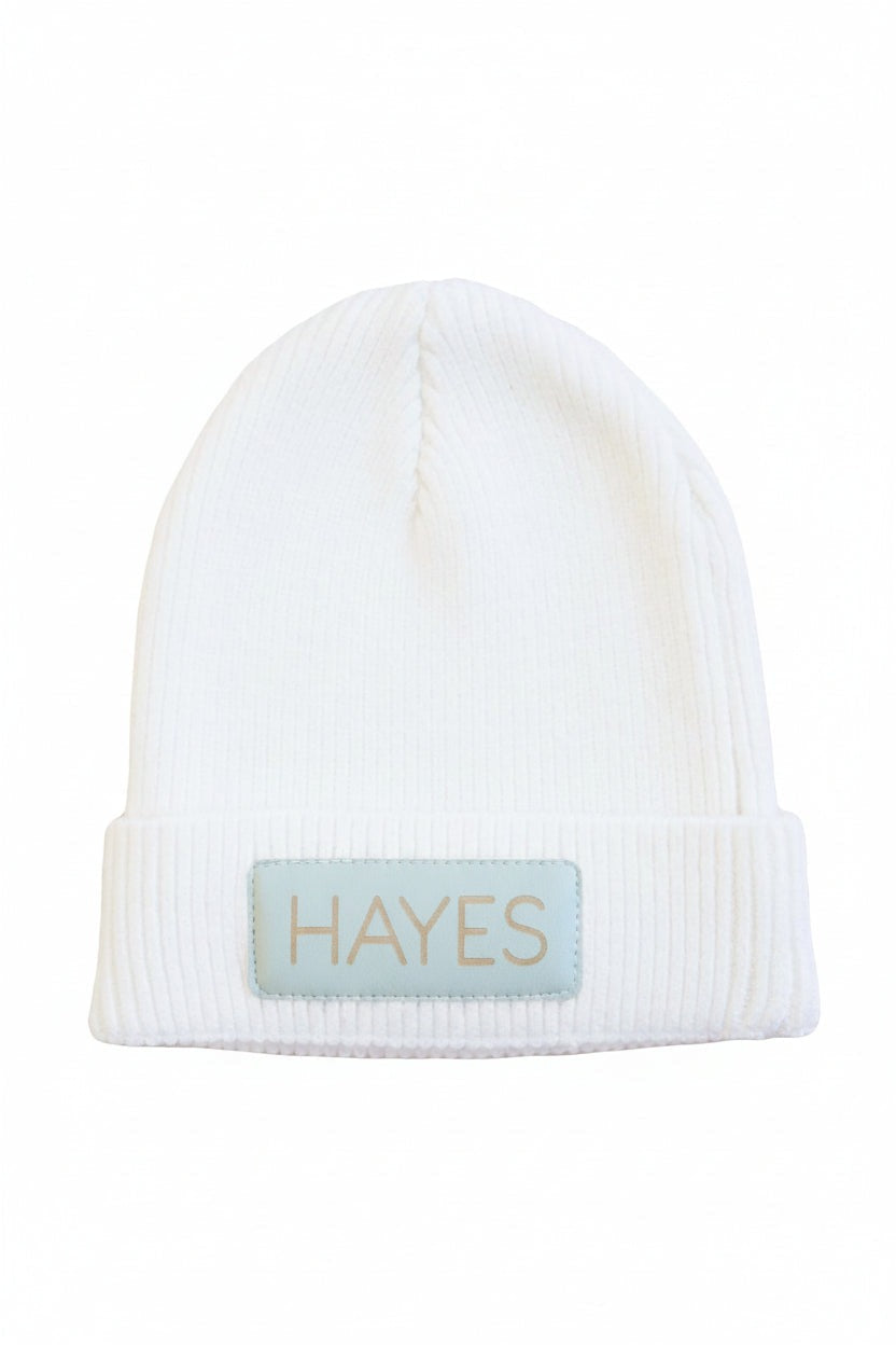 Personalized Leather Patch Beanie | All Colors