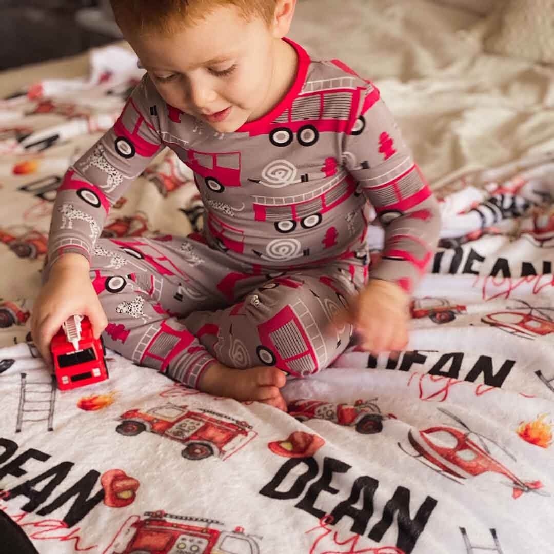 Firetrucks Personalized Toddler Blanket