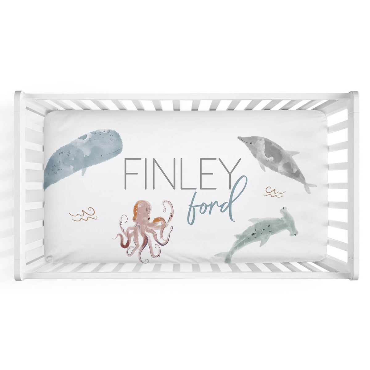 Sea Life Personalized Crib Sheet