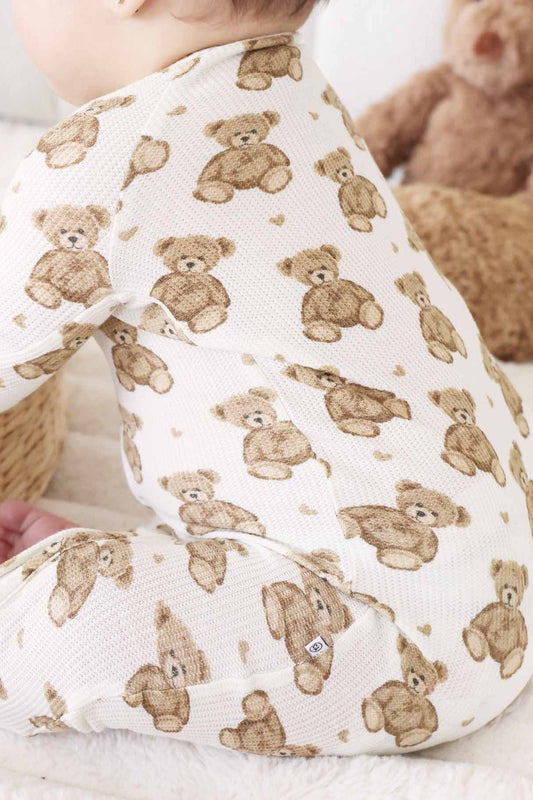 Beary Sweet Bamboo Waffle Convertible Zip Romper