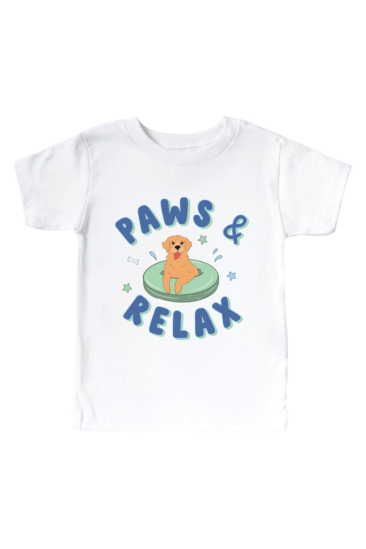 Paws & Relax Blue Graphic Bodysuit & Kids Tee | White