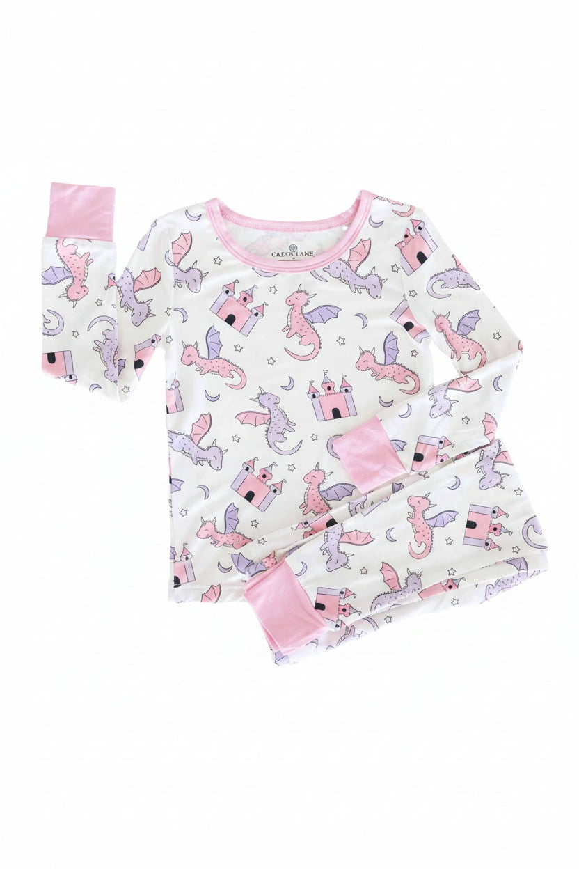 Dragon Adventure Two Piece Pajama Set | Pink