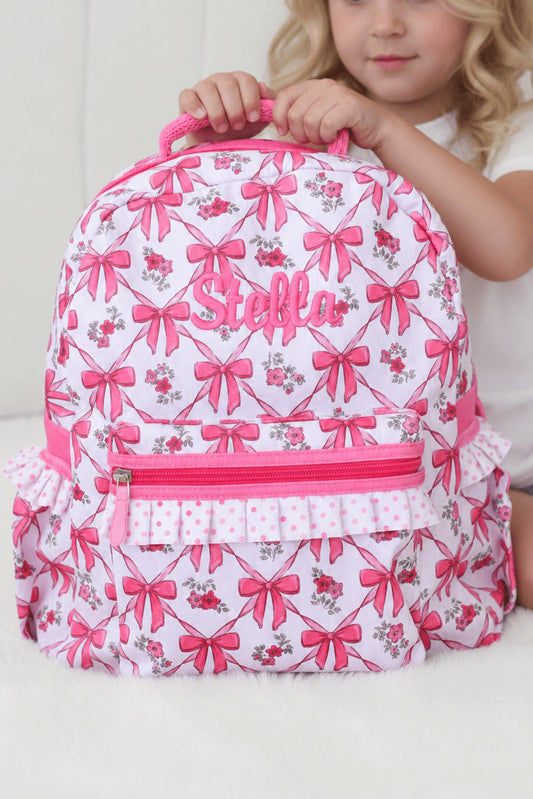 Kids Embroidered Ruffle Backpack | Bow Besties