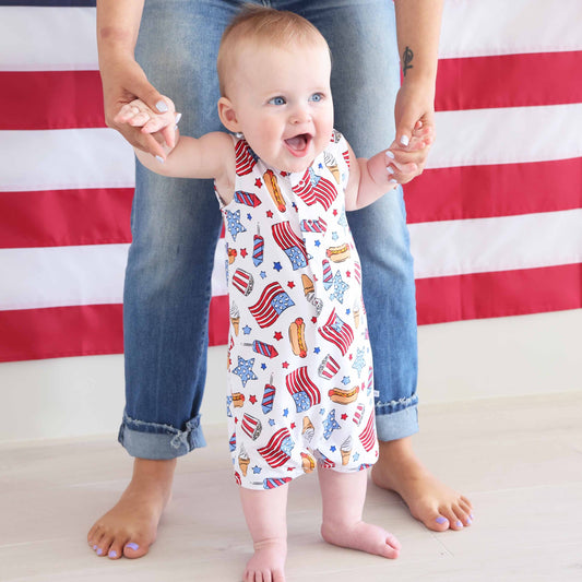 Sleeveless Snap Romper | Party in the USA Fireworks
