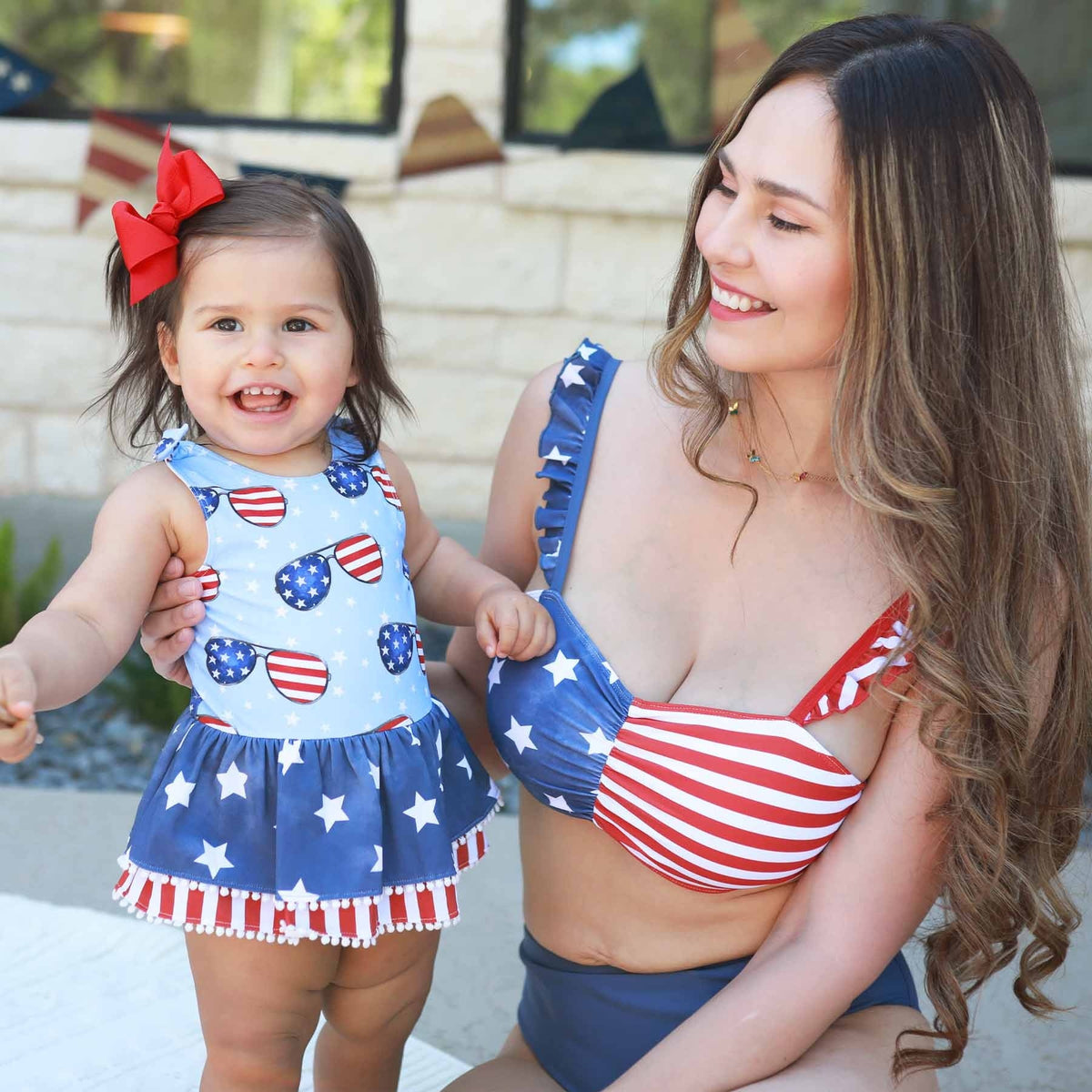 Women's Bikini with High Waisted Bottom | Patriotic Summer