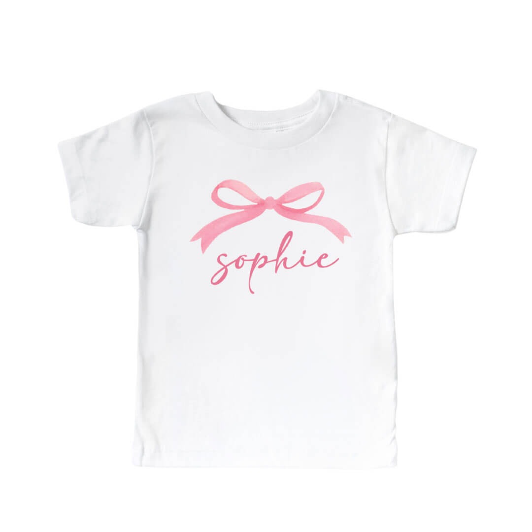 Personalized Bow Kids Graphic Tee | White