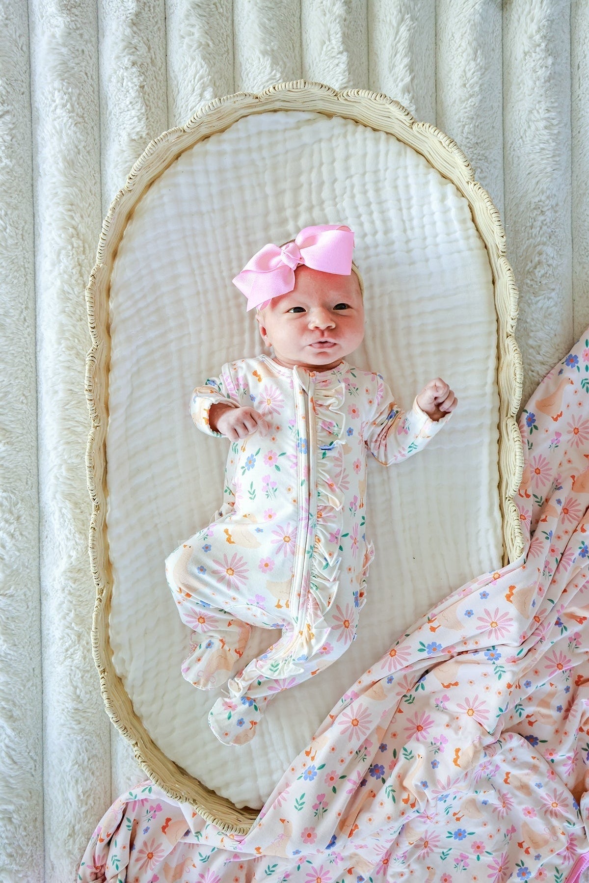 Ruffle Bamboo Zipper Footie | Loosey Goose