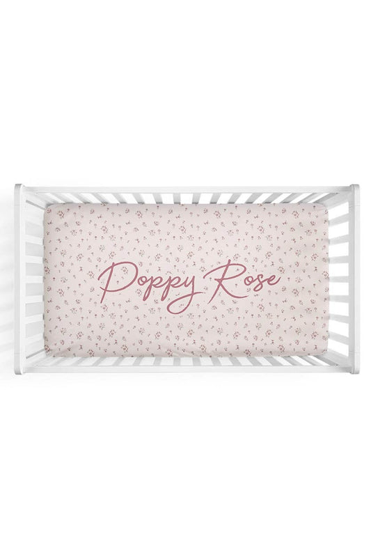Precious Posies Personalized Crib Sheet