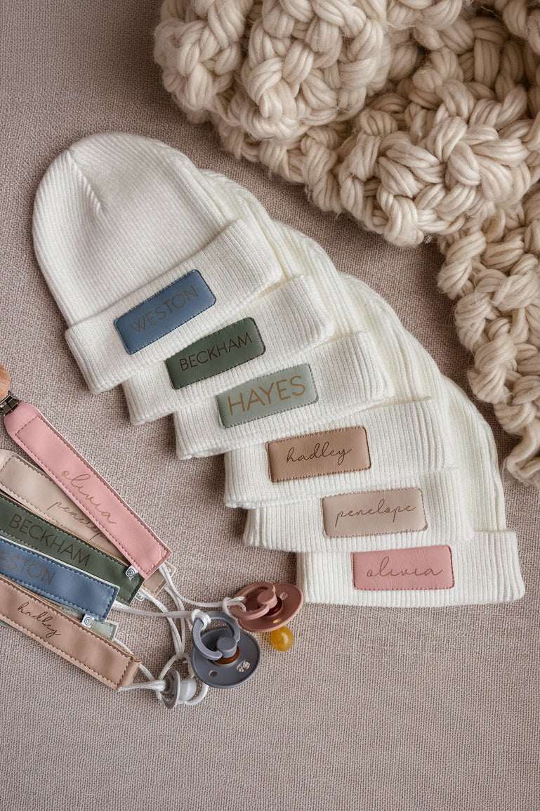 Personalized Leather Patch Beanie | All Colors