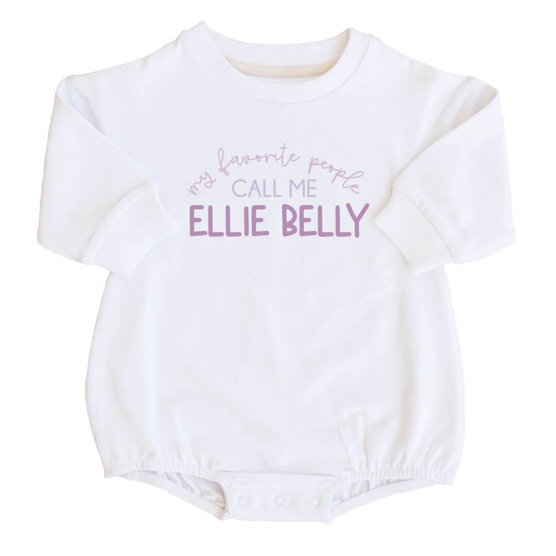 Personalized My Favorite People Graphic Sweatshirt Bubble Romper | White