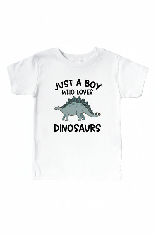 Loves Dinosaurs Kids Graphic Tee | White