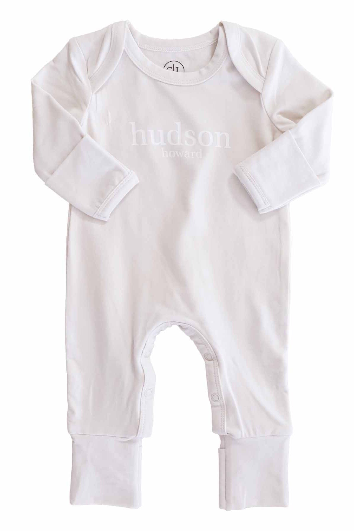 Personalized Full Length Snap Romper | Light Sand
