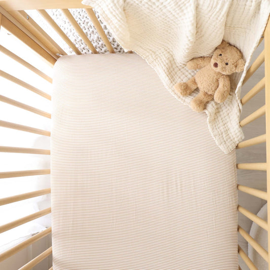 Mocha Stripes Crib Sheet