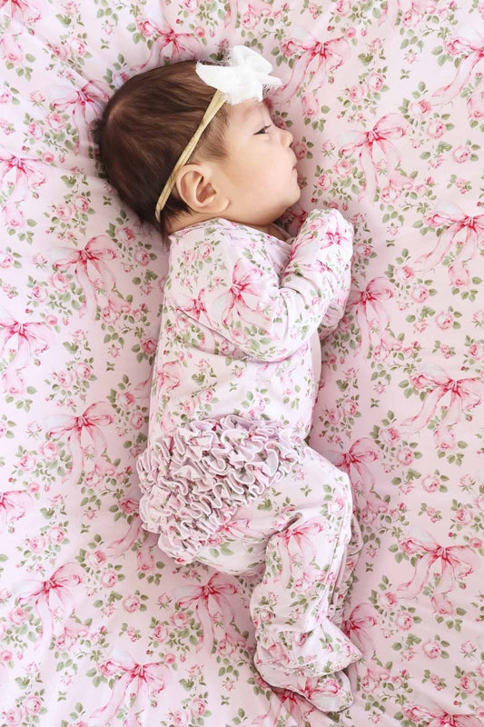 Bows in Bloom Ruffle Zipper Footie