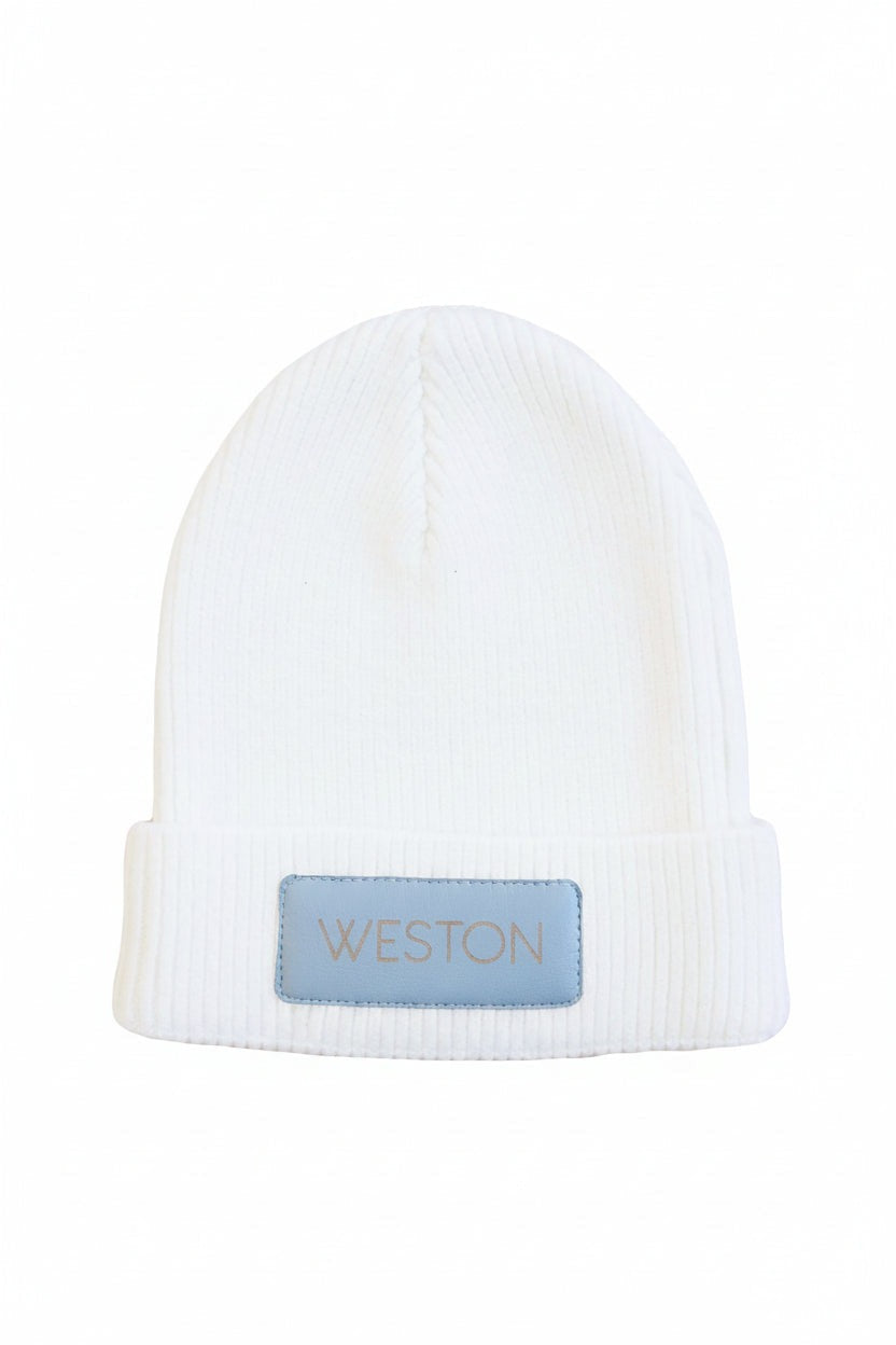Personalized Leather Patch Beanie | All Colors