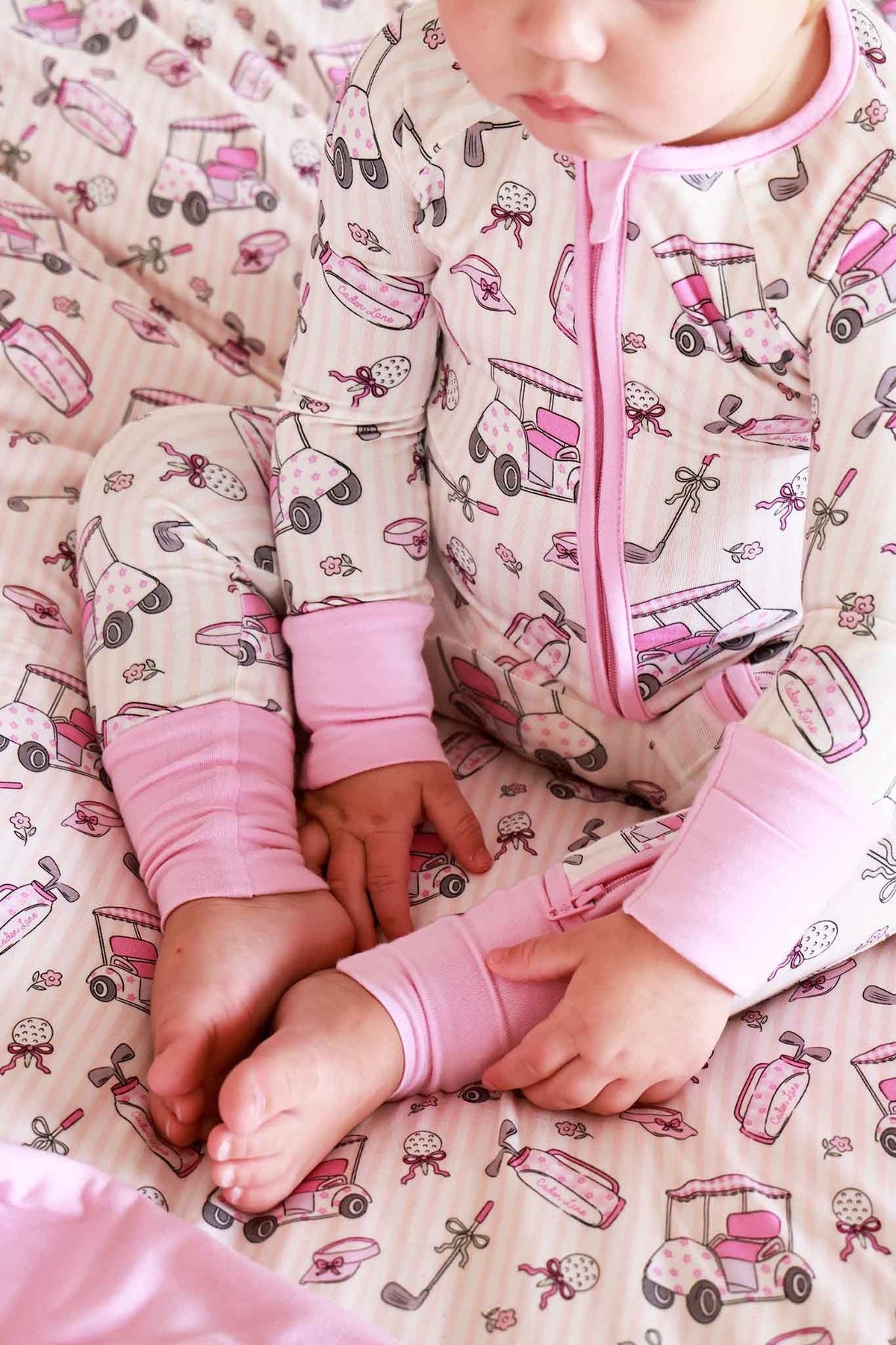 Convertible Bamboo Zip Romper | Caddie Crew Pink