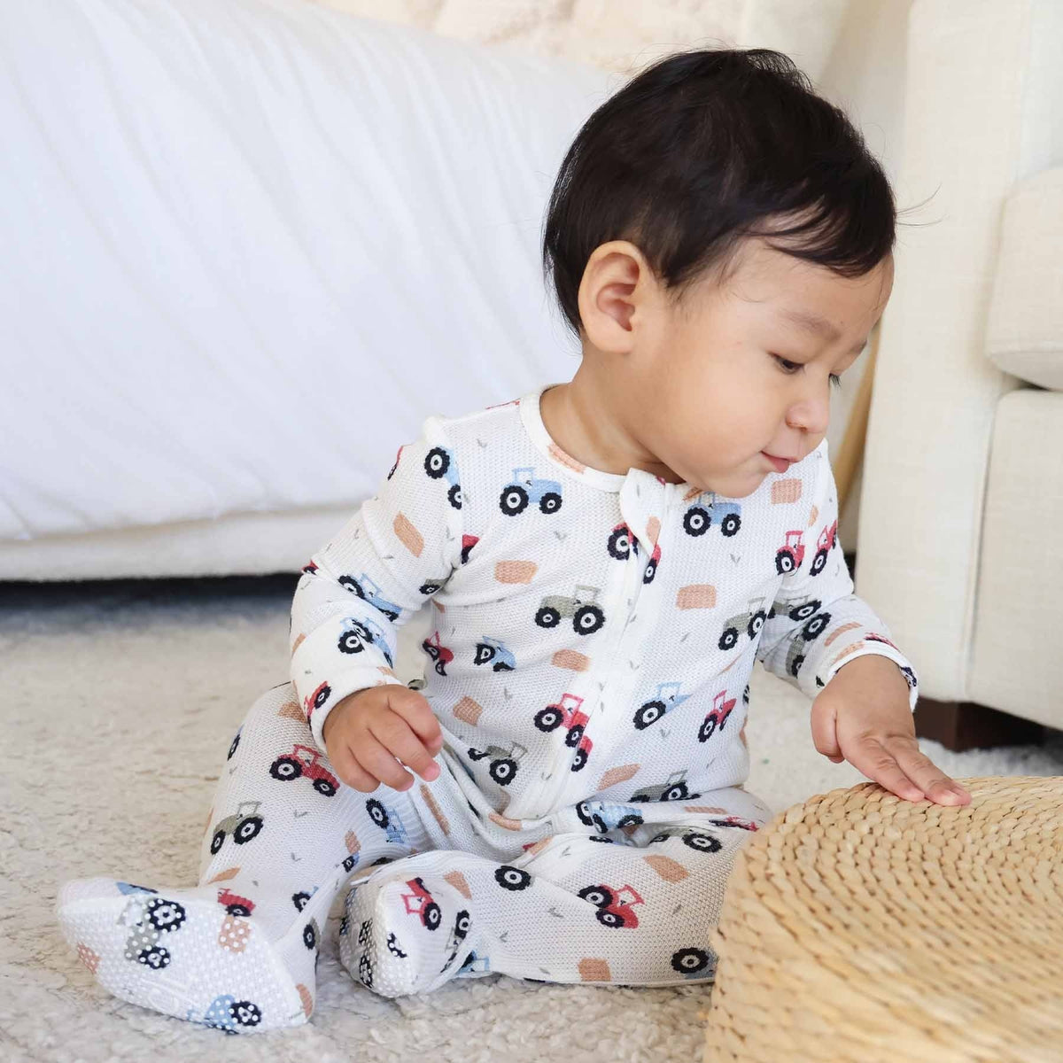 Little Farmer Bamboo Waffle Zipper Footie