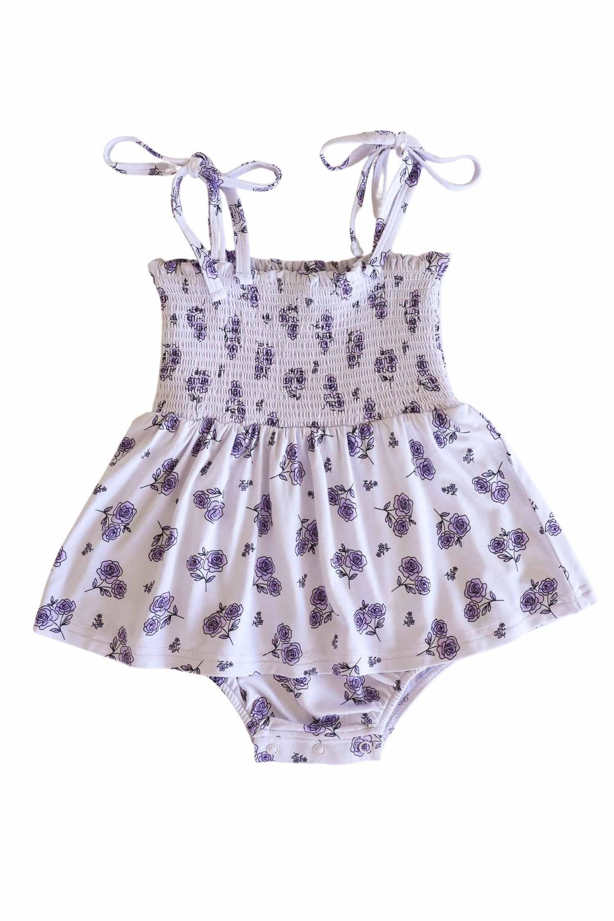 Smocked Twirl Bodysuit | Amethyst Garden