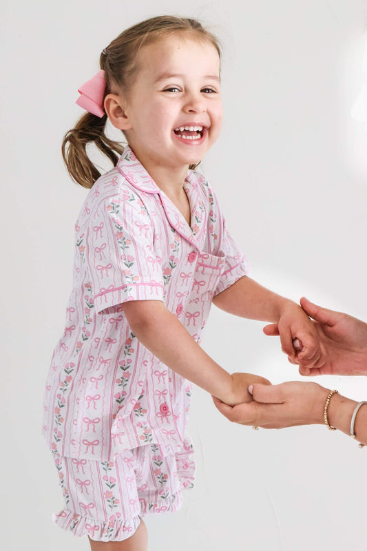 Girl's Two Piece Short Lounge Set | Coquette Garden