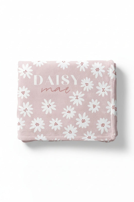 Pink Daisy Personalized Toddler Blanket