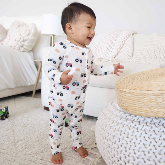 Little Farmer Bamboo Waffle Convertible Zip Romper