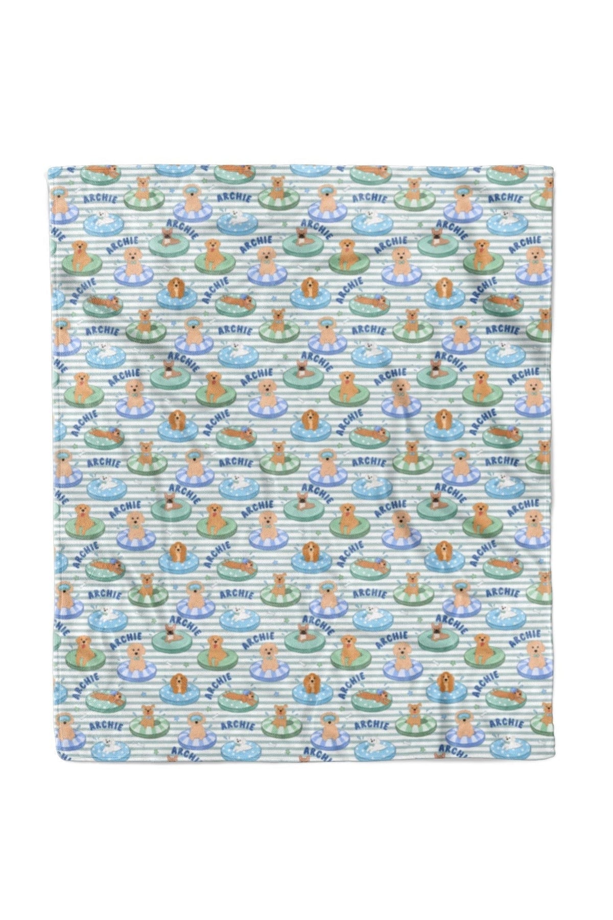 Personalized Kids Blanket | Poolside Pups Blue