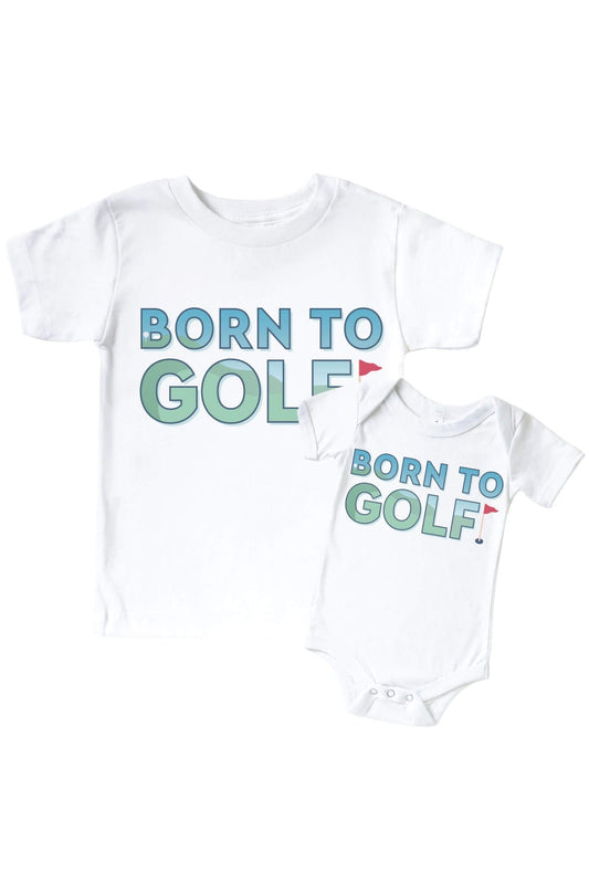 Born To Golf Graphic Bodysuit & Kids Tee | White