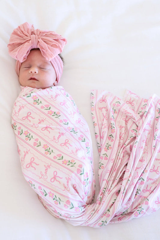 Personalized Swaddle Blanket | Coquette Garden