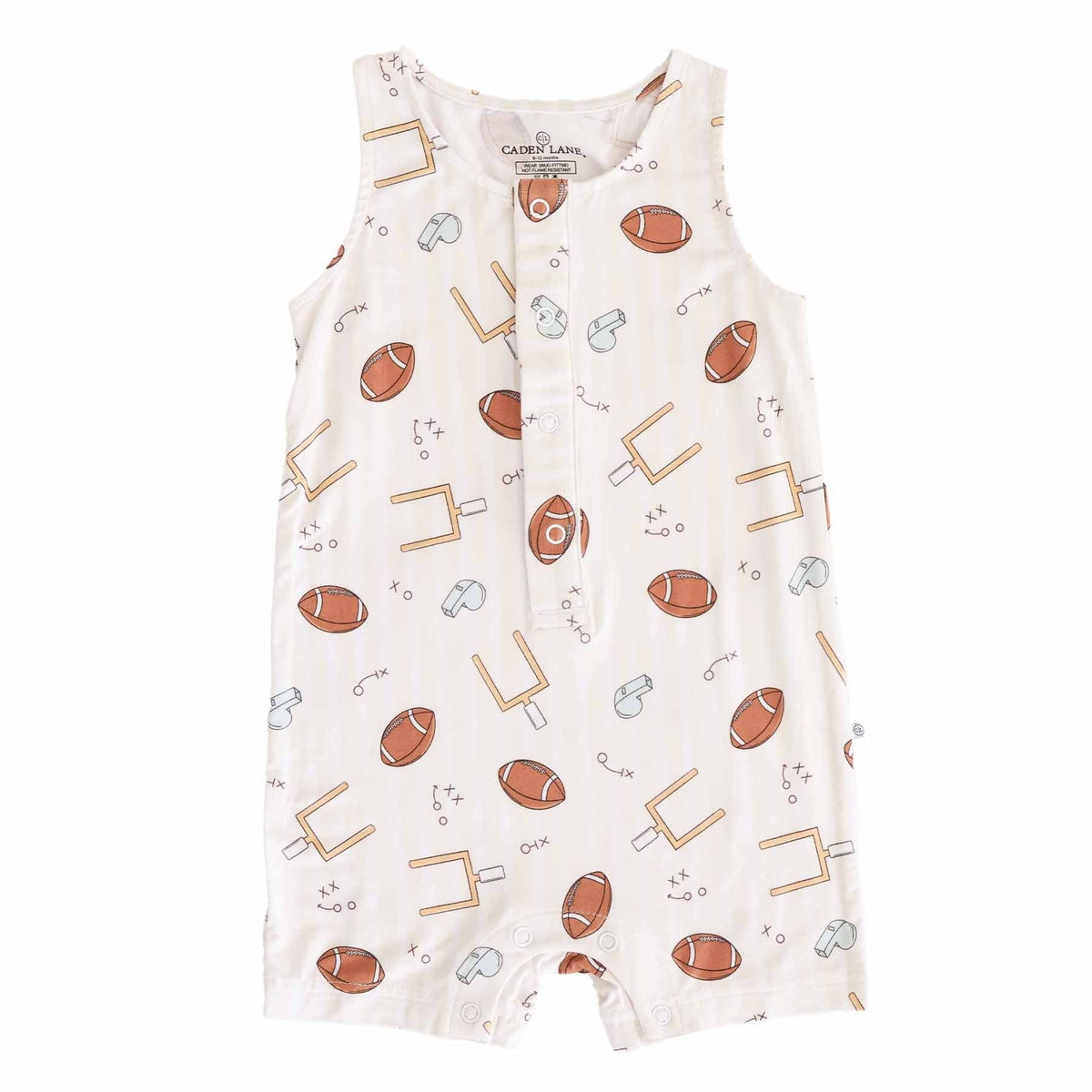 Sleeveless Snap Romper | Tiny Touchdowns Neutral