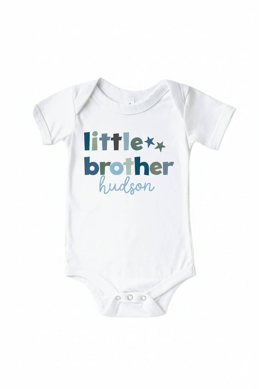 Personalized Little Sibling Graphic Bodysuit | White