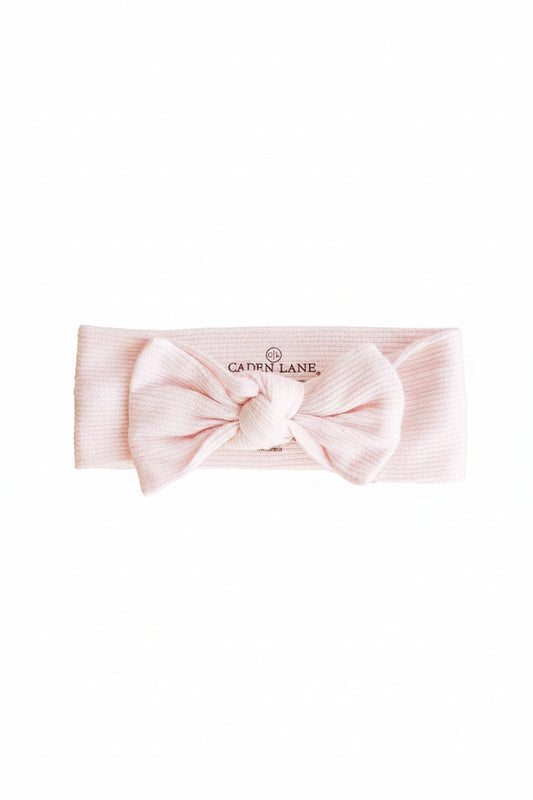 Pearl Pink Bamboo Waffle Knit Large Bow Headwrap