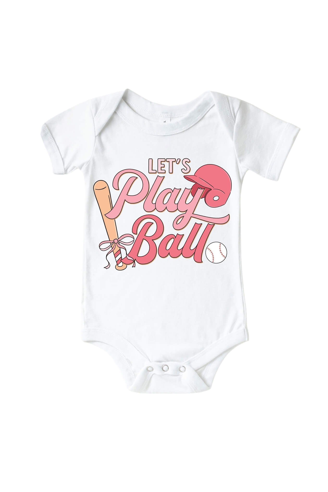 Let's Play Ball Pink Graphic Bodysuit & Kids Tee | White