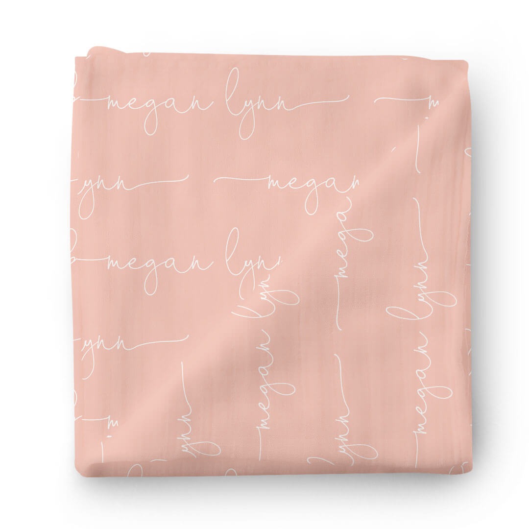 Personalized Lovely Pink Baby Name Swaddle Blanket - Script
