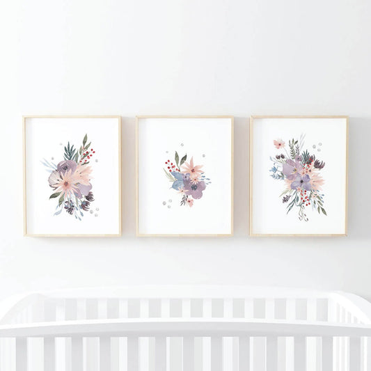 Rowan's Dusty Purple Floral Digital Nursery Art Group