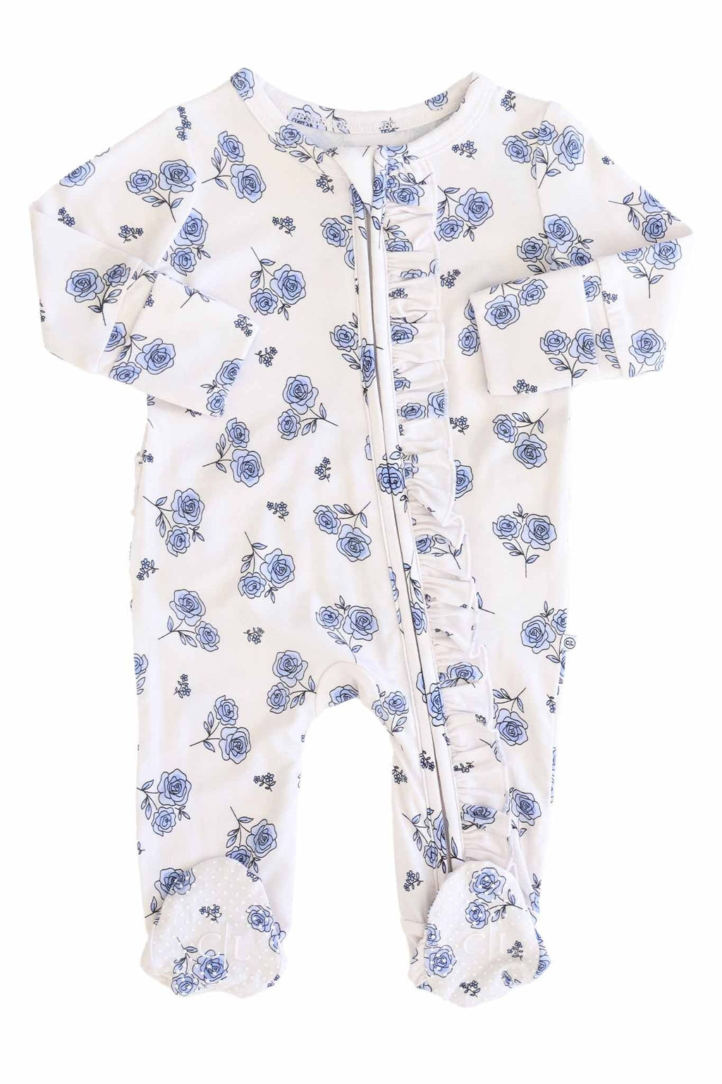 Sapphire Garden Ruffle Zipper Footie
