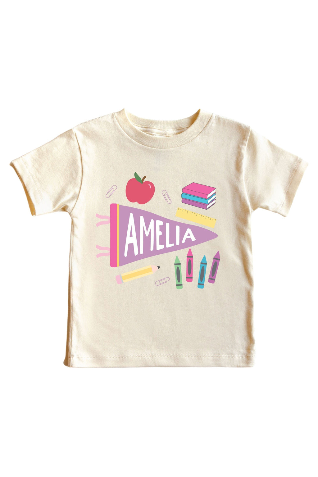 Personalized Flag Kids Graphic Tee | Natural