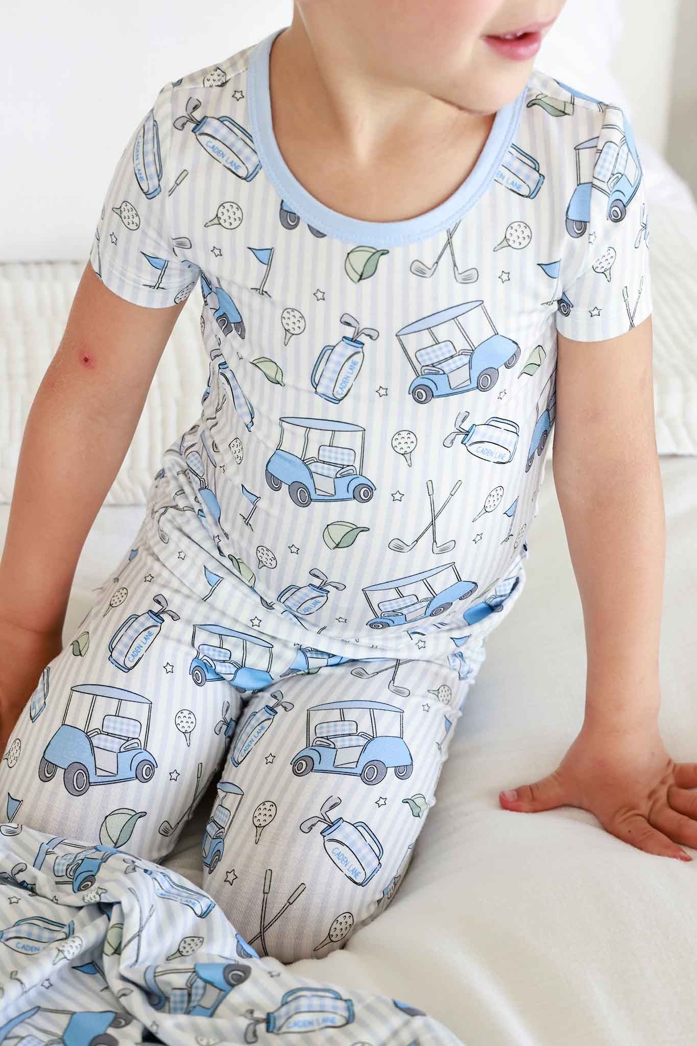 Two Piece Bamboo Pajama Set | Caddie Crew Blue