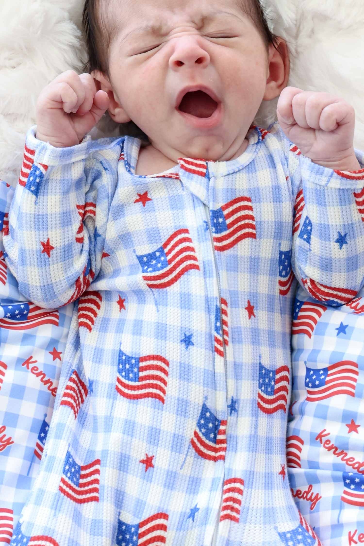 Bamboo Waffle Zipper Footie | Star-Spangled Picnic