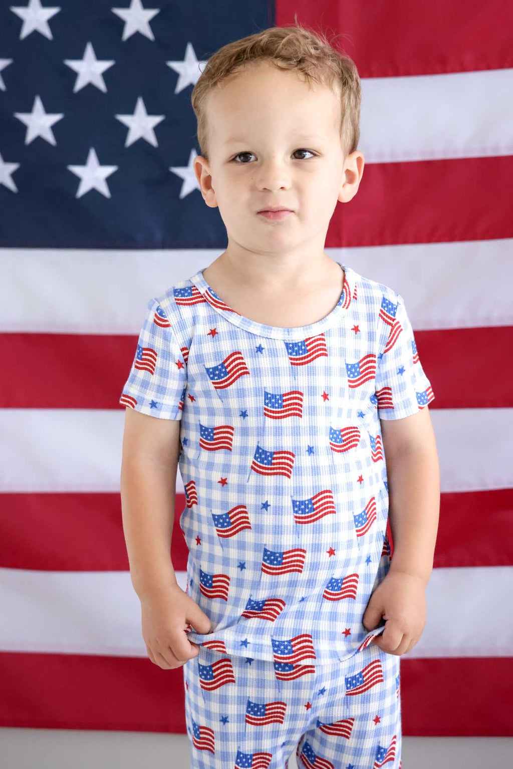 Bamboo Waffle Two Piece Pajama Set | Star-Spangled Picnic