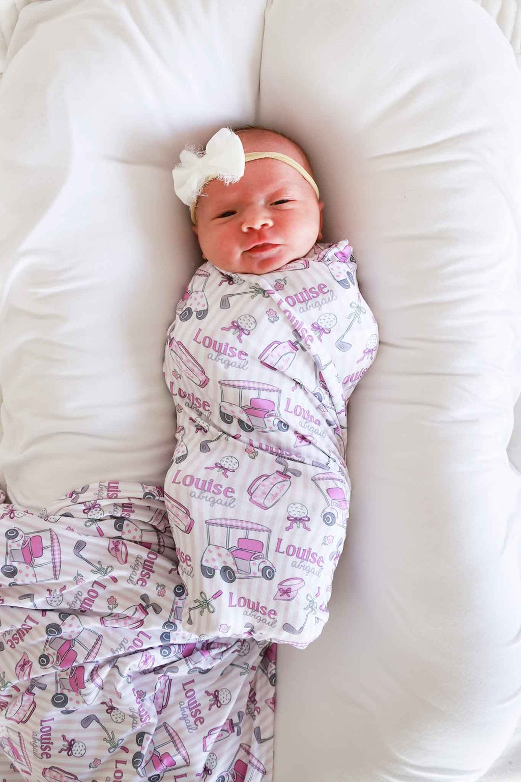 Personalized Swaddle Blanket | Caddie Crew Pink