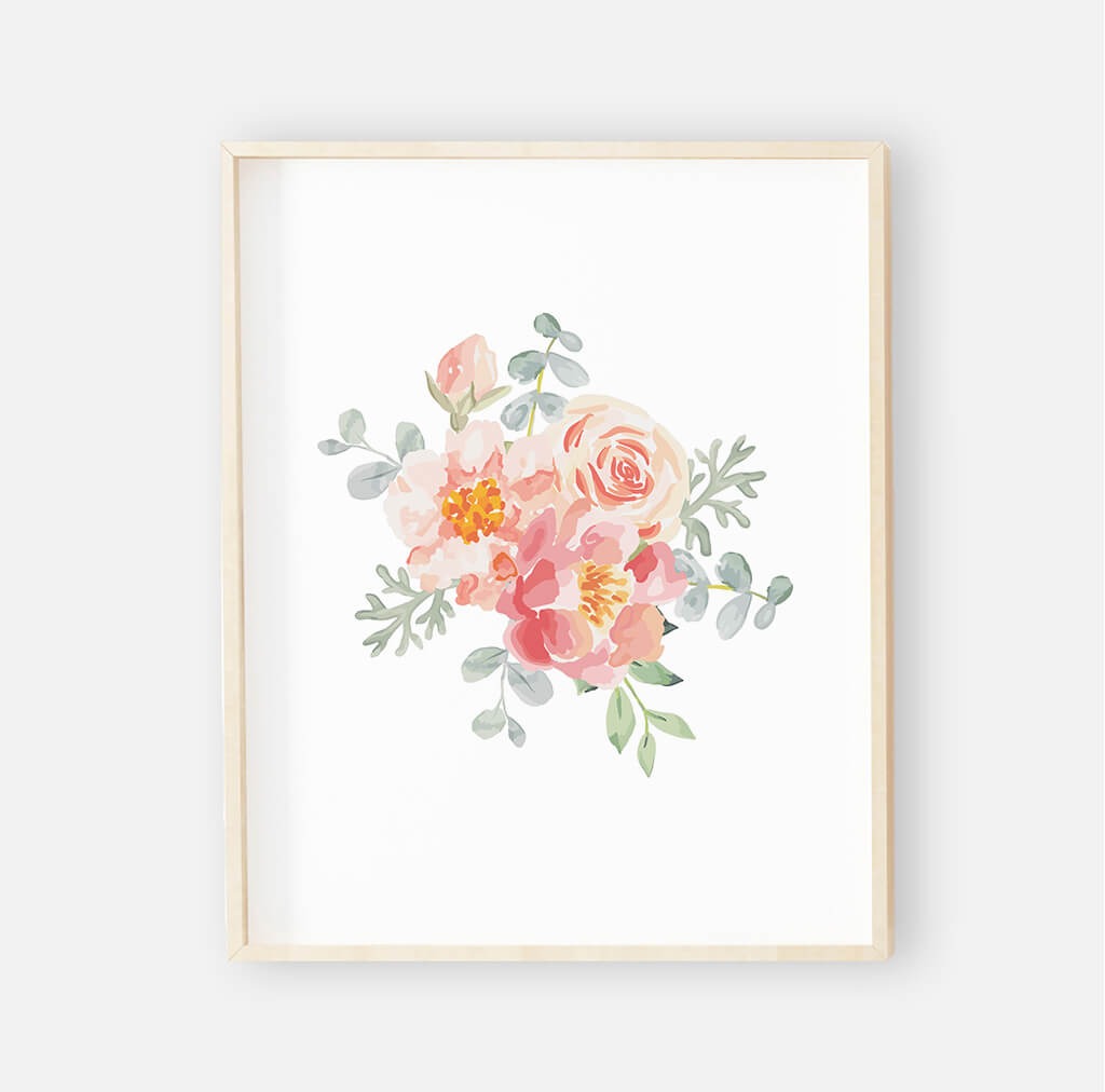 Ella's Dusty Rose Floral Digital Nursery Art Bundle
