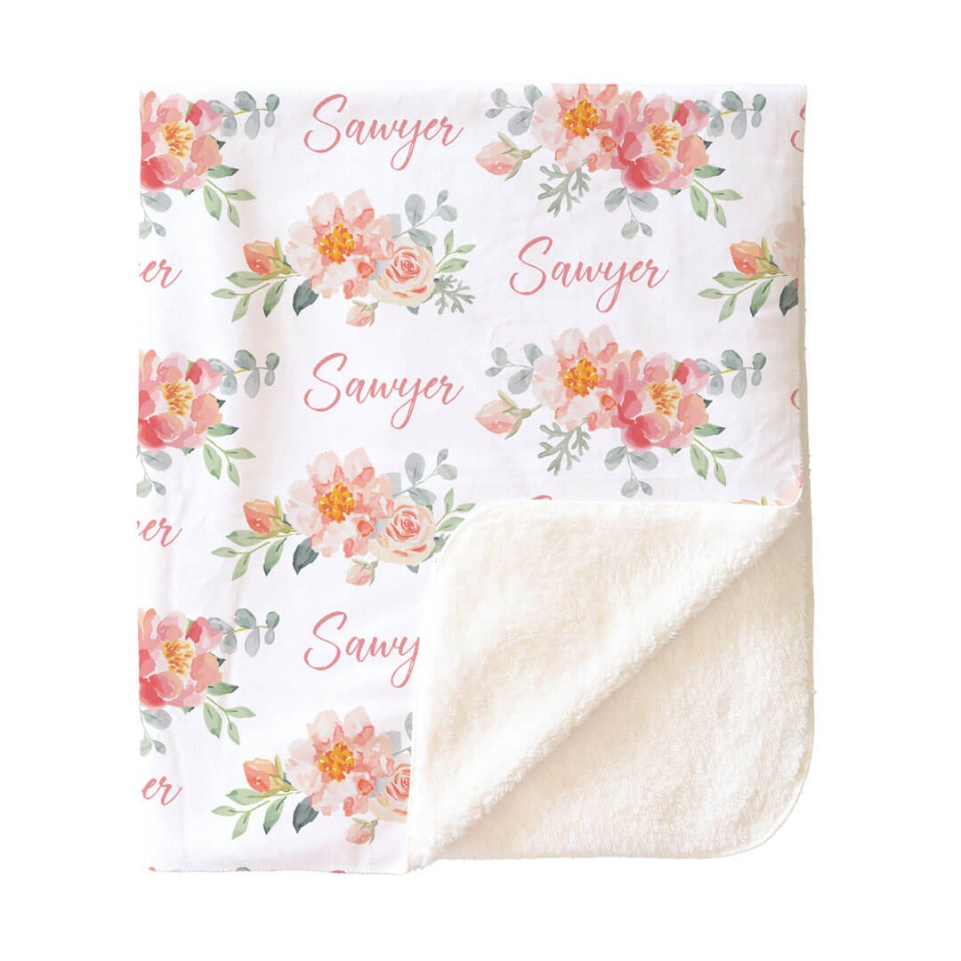 Ella's Vintage Dusty Rose Personalized Toddler Blanket