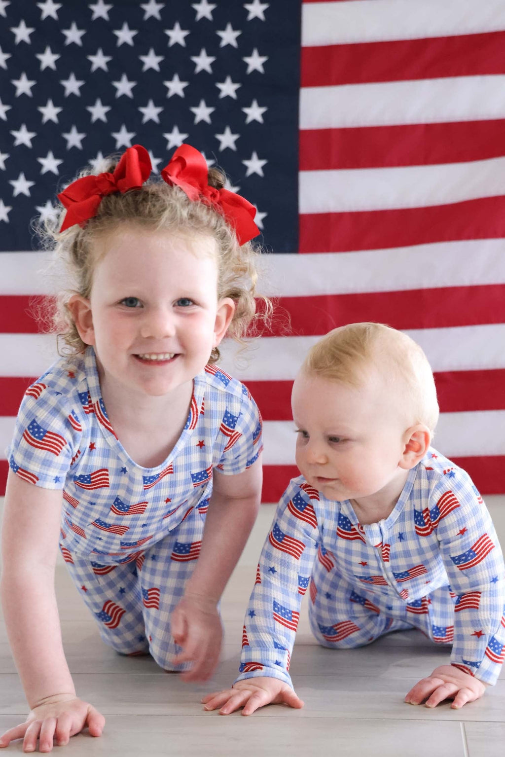 Bamboo Waffle Zipper Footie | Star-Spangled Picnic