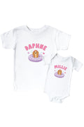 Personalized Poolside Pups Pink Graphic Bodysuit & Kids Tee | White