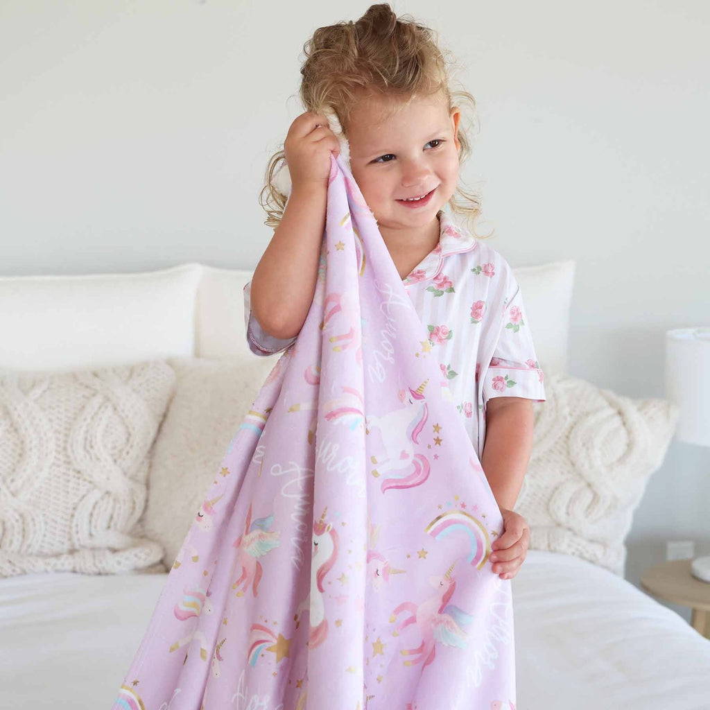 Personalized Sherpa Kids Blanket | Rainbow Magic