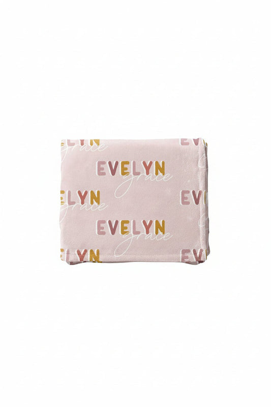 Dusty Pinks Retro Personalized Toddler Blanket