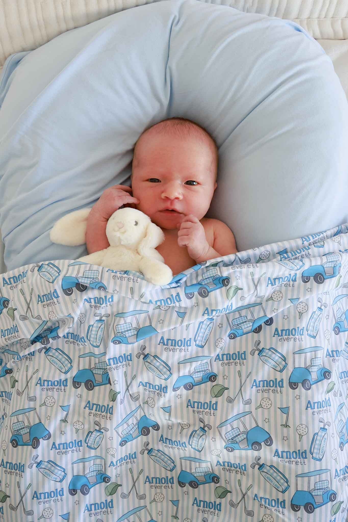 Personalized Swaddle Blanket | Caddie Crew Blue