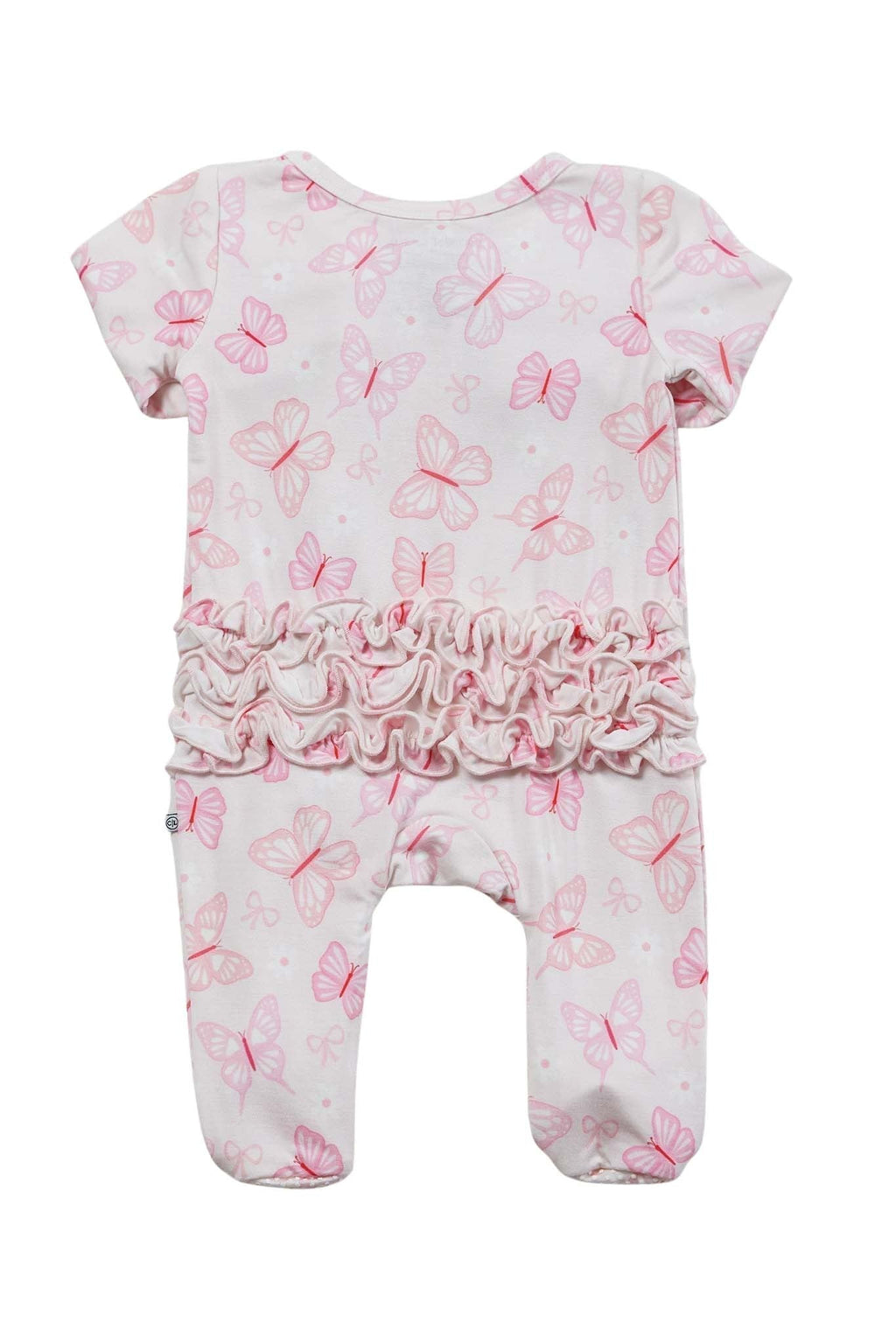 Ruffle Bamboo Zipper Footie | Blooming Butterflies