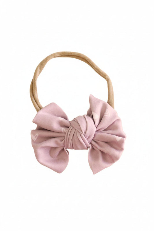 Tiny Hearts in Dusty Pink Knit Bow Headband