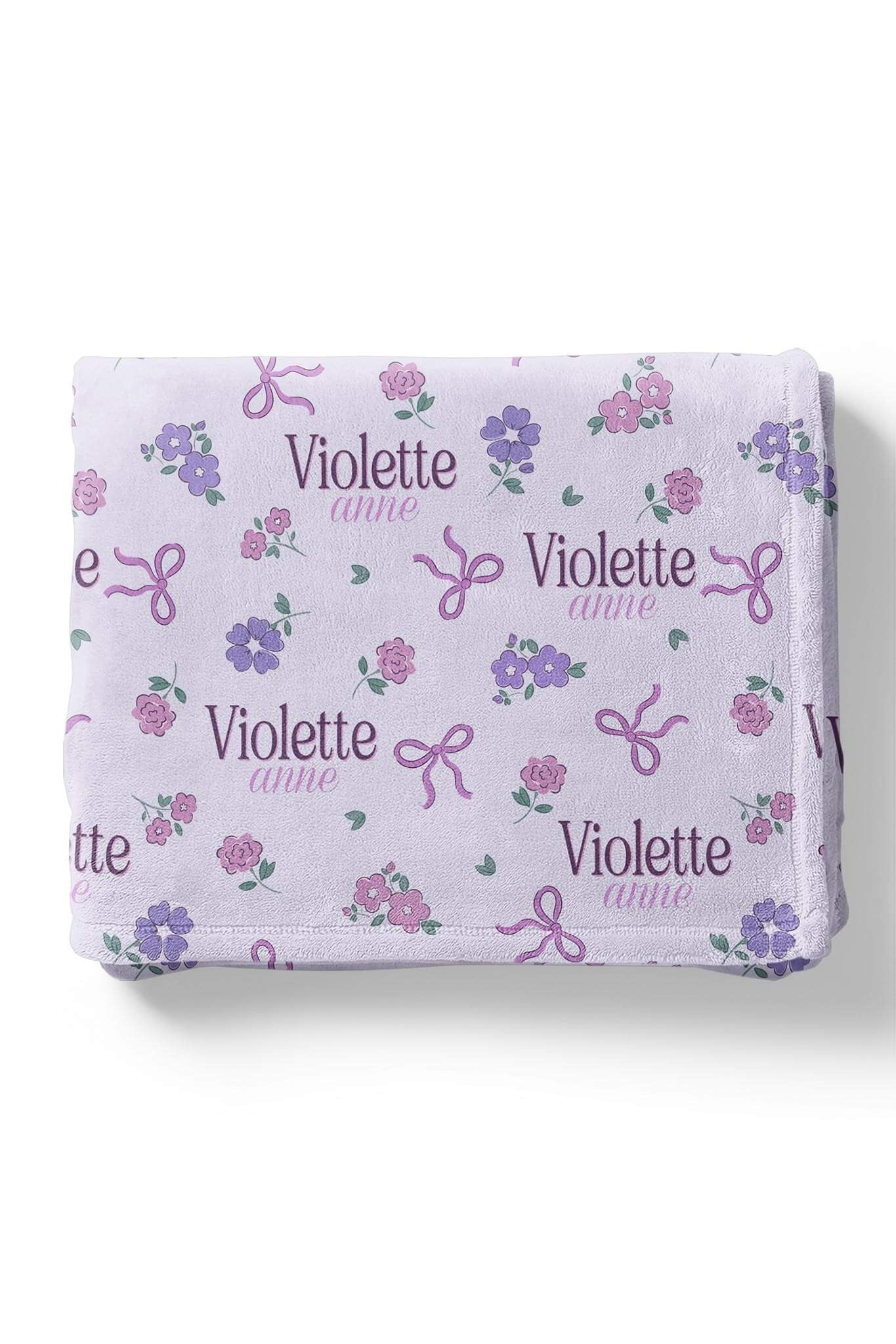 Ribbon & Roses Personalized Kids Blanket | Purple